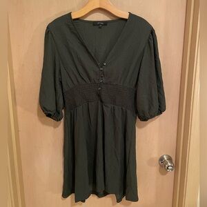 Francesca’s Dark Green Half Button-Up Dress